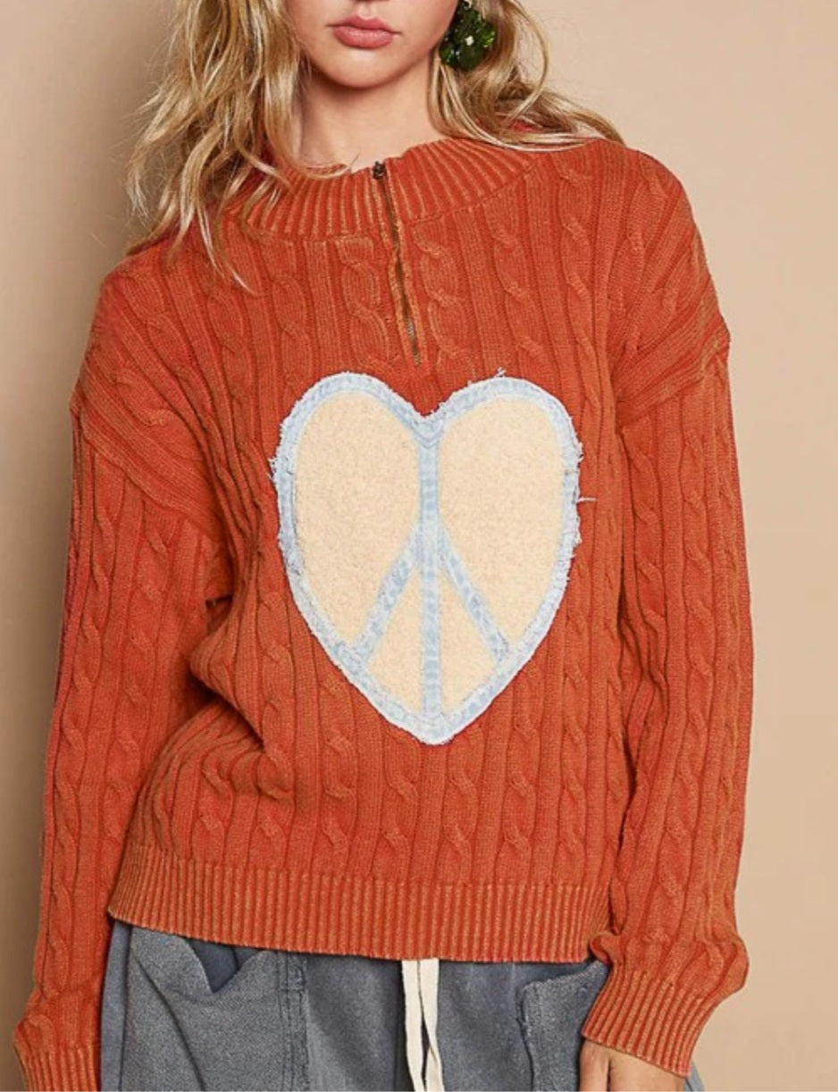 Cable-knit Peace Patch Sweater
